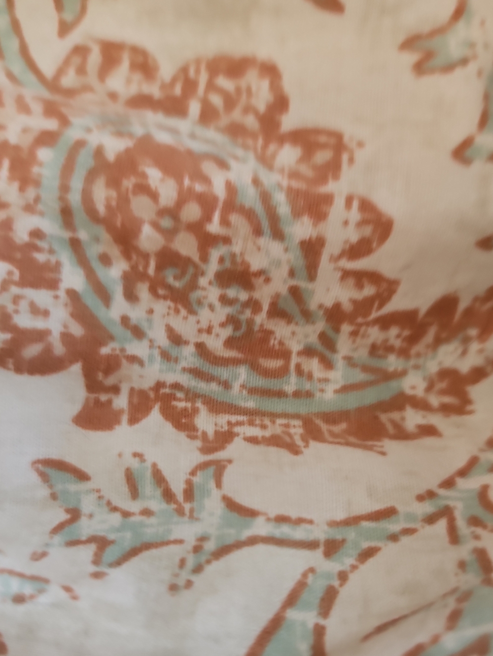 Floral Print Lightweight Top in Terracotta and Mint